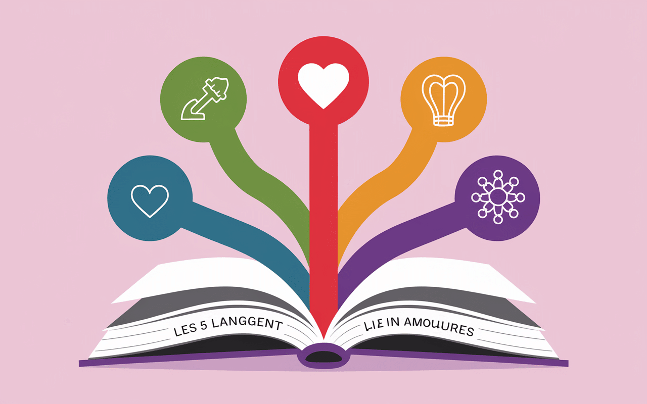 Livre des 5 langages de l'amour avec chemins symboliques