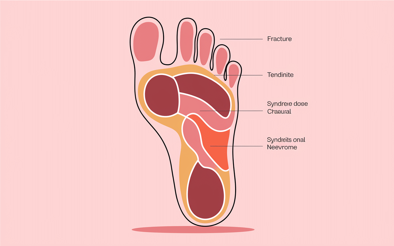 Illustration médicale des zones de douleur au pied