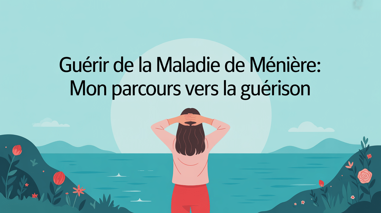 Femme victorieuse face à la maladie de Ménière, regardant l'horizon