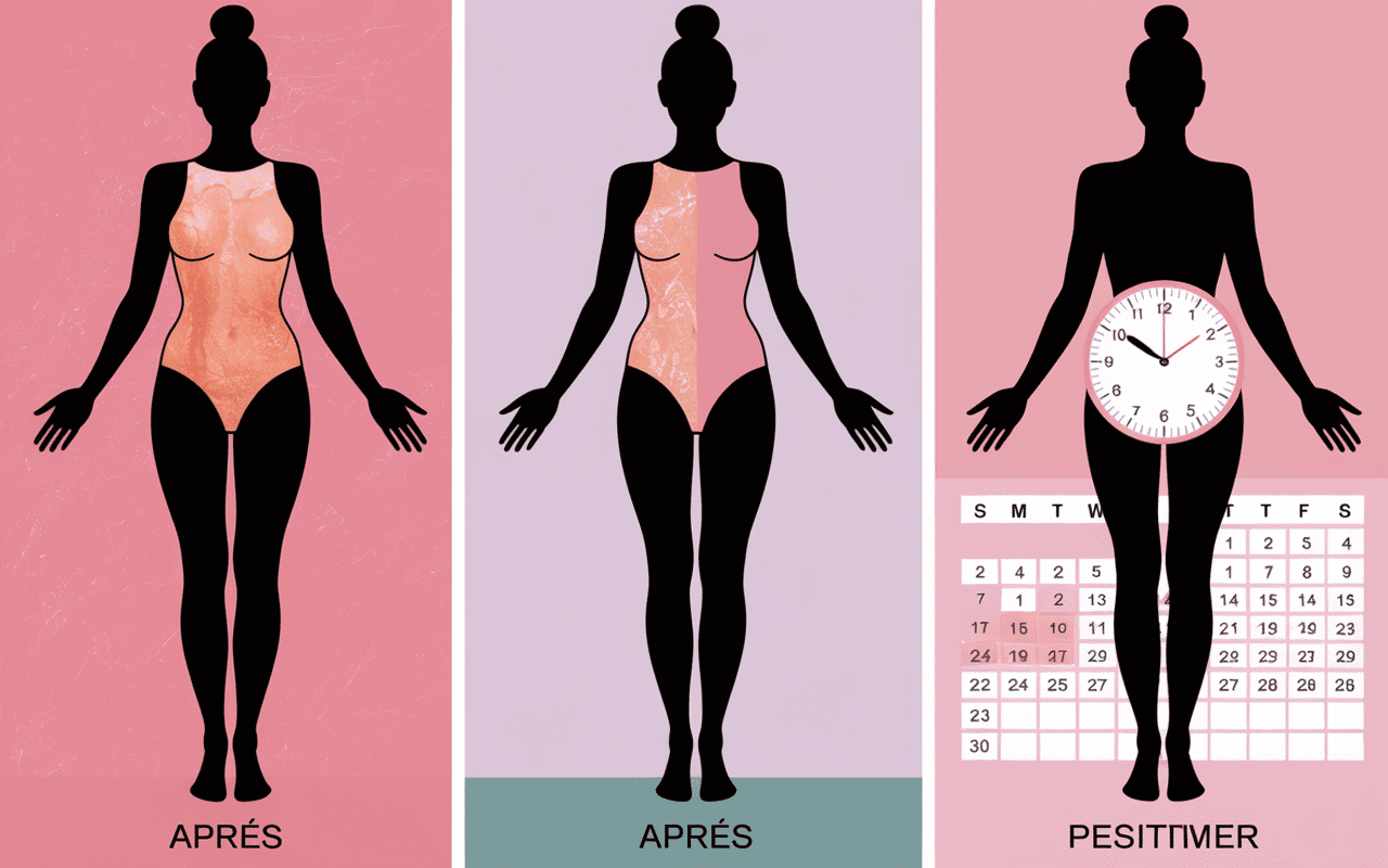 Silhouettes féminines avant/après perte de cellulite