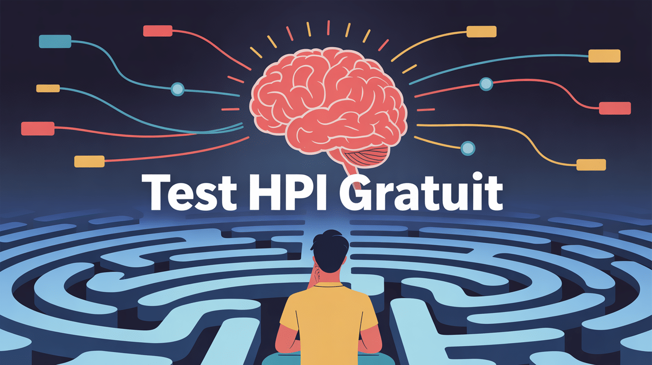Cerveau lumineux et connexions neuronales pour test HPI gratuit