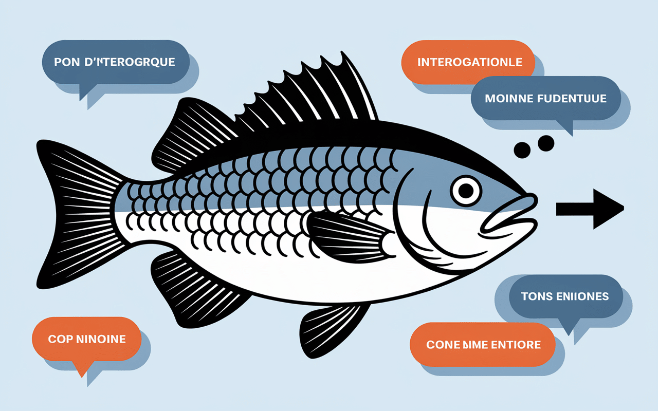 Poisson stylisé avec capsules pour expliquer collagène marin dangers