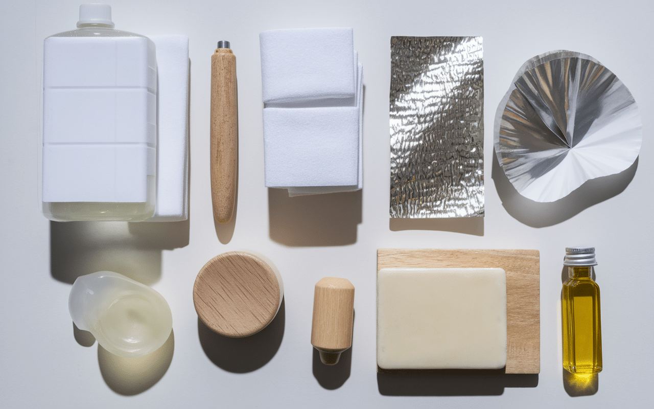 Outils pour enlever vernis semi permanent sur fond blanc