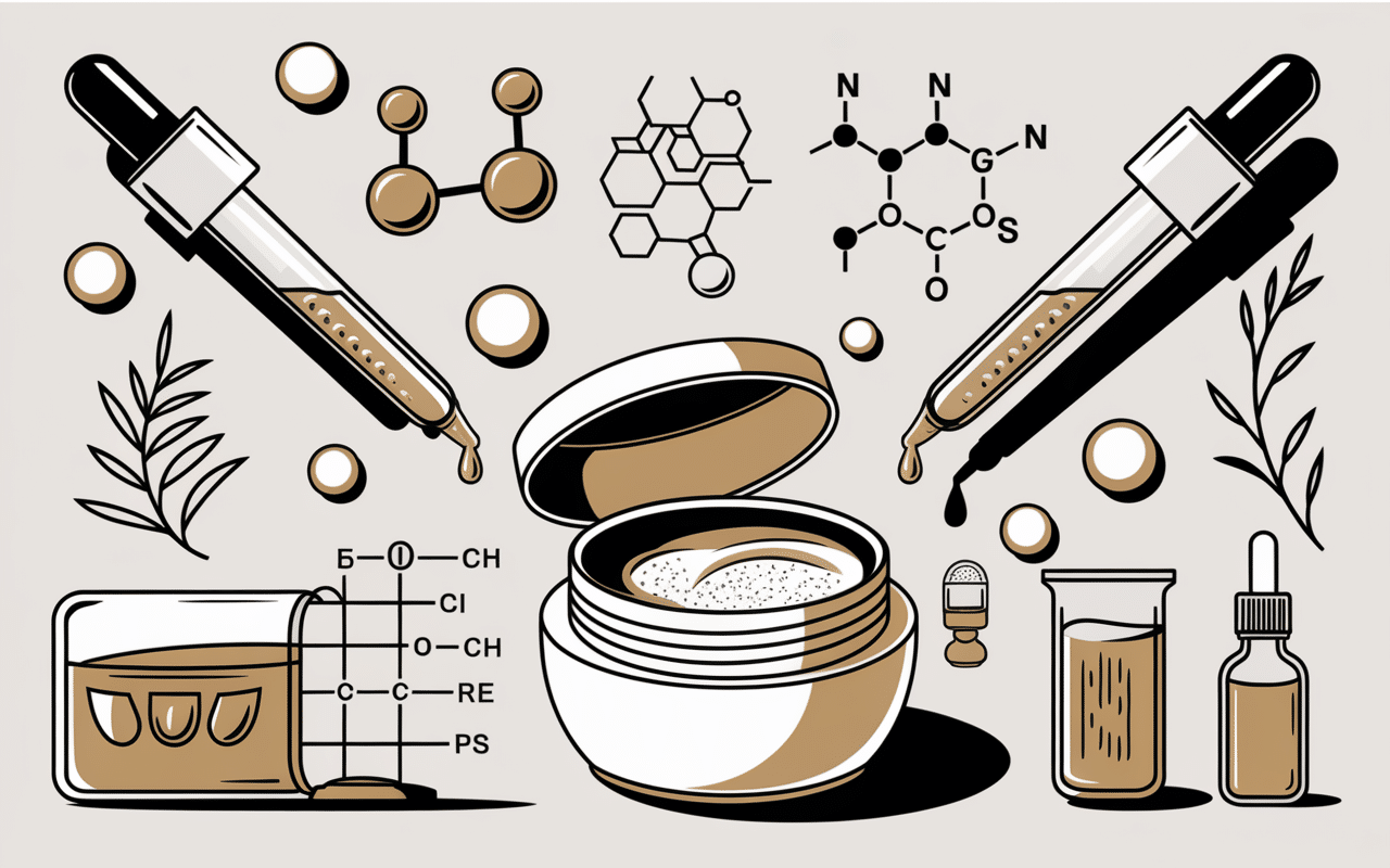 Illustration ingrédients crème de nuit Helena Rubinstein molécules et laboratoire