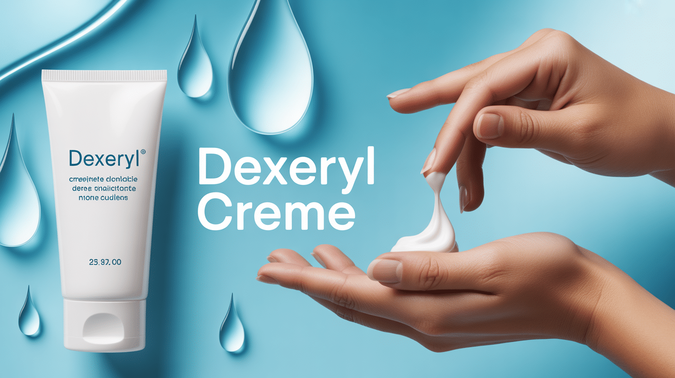 tube de dexeryl creme sur fond bleu clair