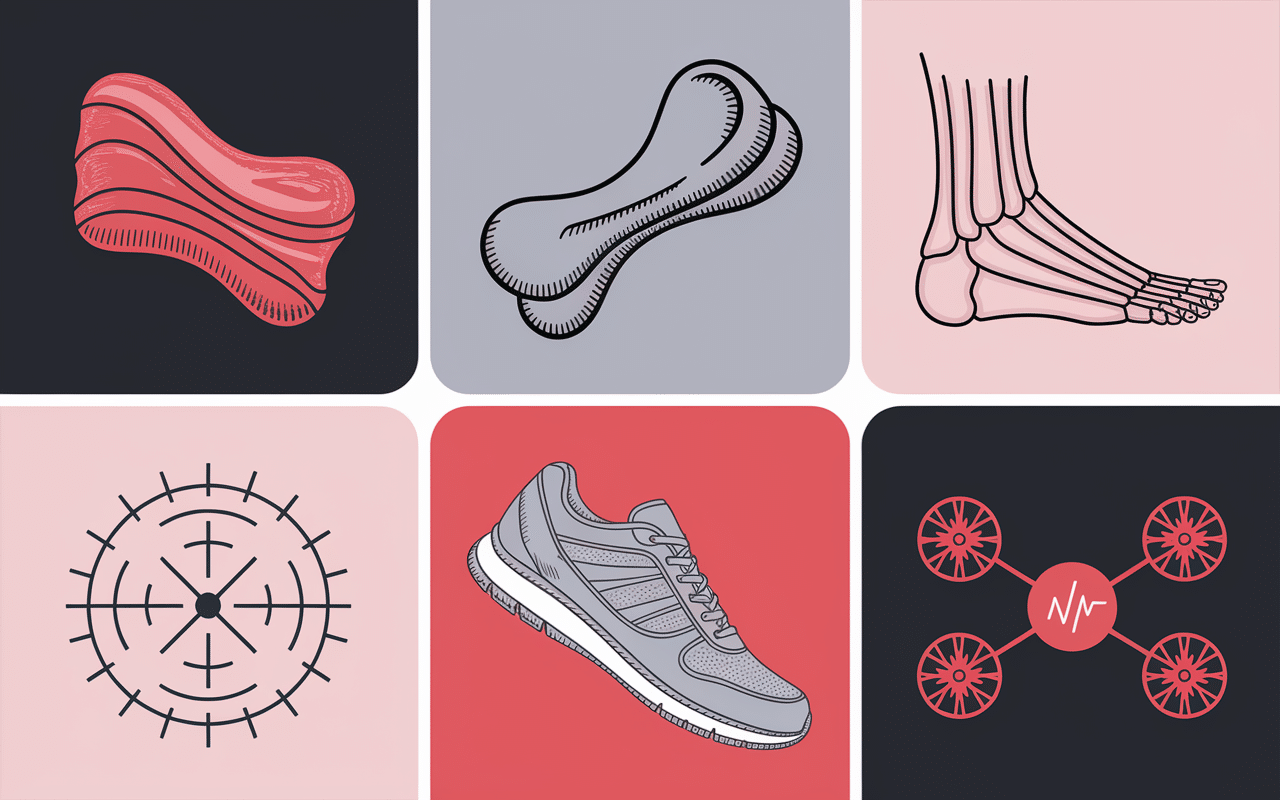 Infographie causes douleur sous le talon elements visuels distincts