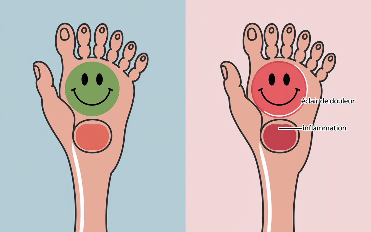 Comparaison genou normal et genou qui craque avec signaux dalarme