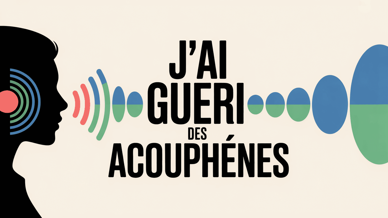 Illustration silhouette personne ondes sonores silence j'ai guéri des acouphènes