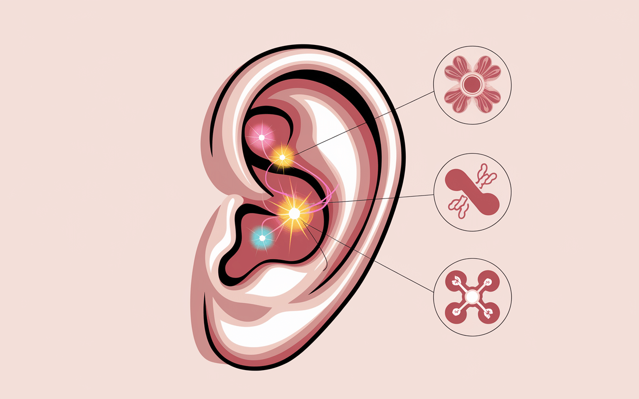 Schéma oreille points réflexes luxopuncture