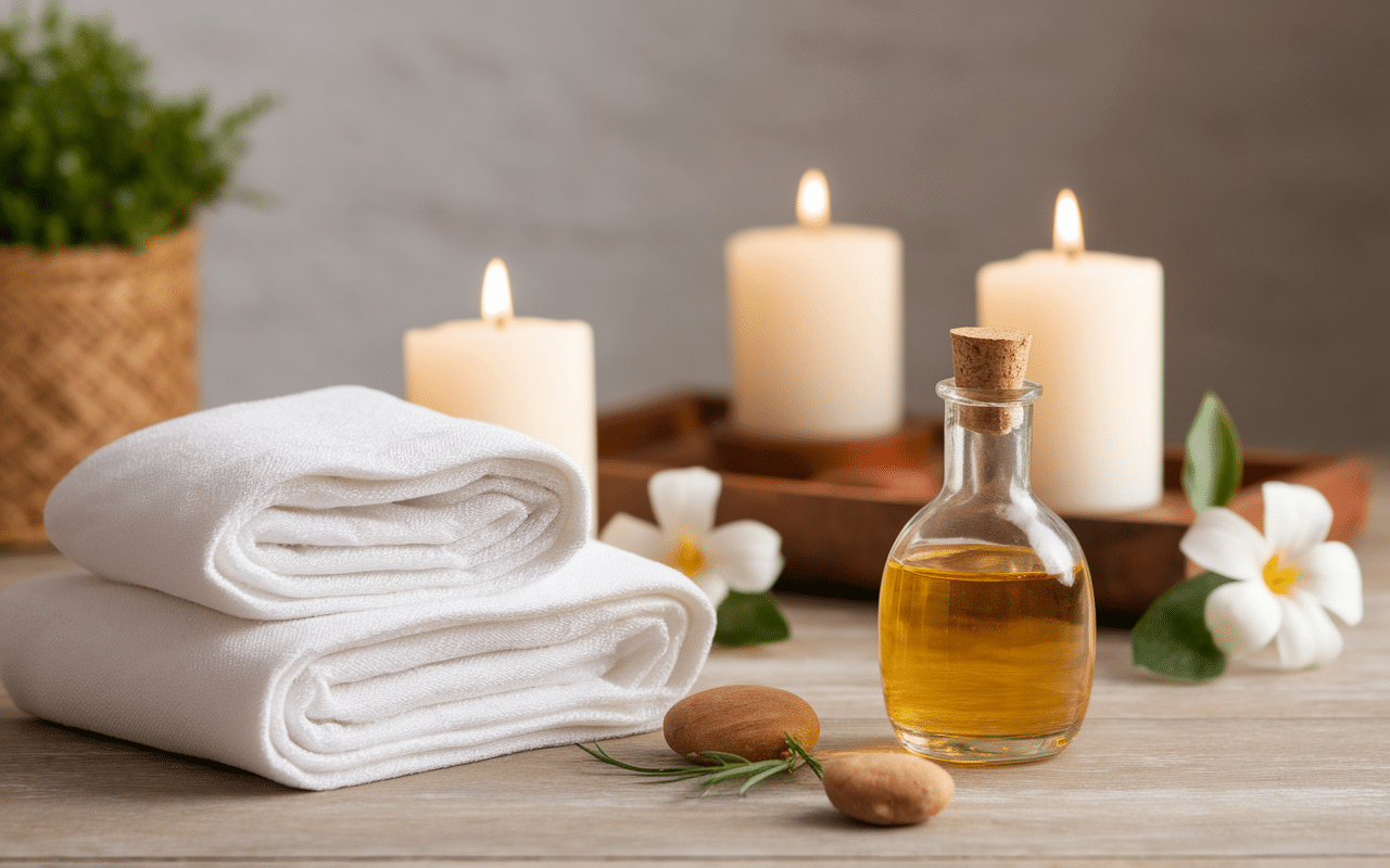 scene institut massage body body table huiles ambiante