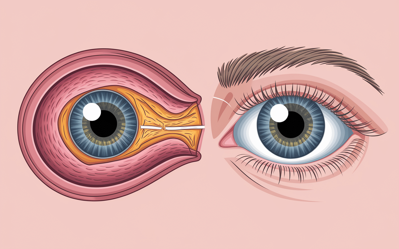 schema anatomique de poches sous les yeux avec graisse orbitaire