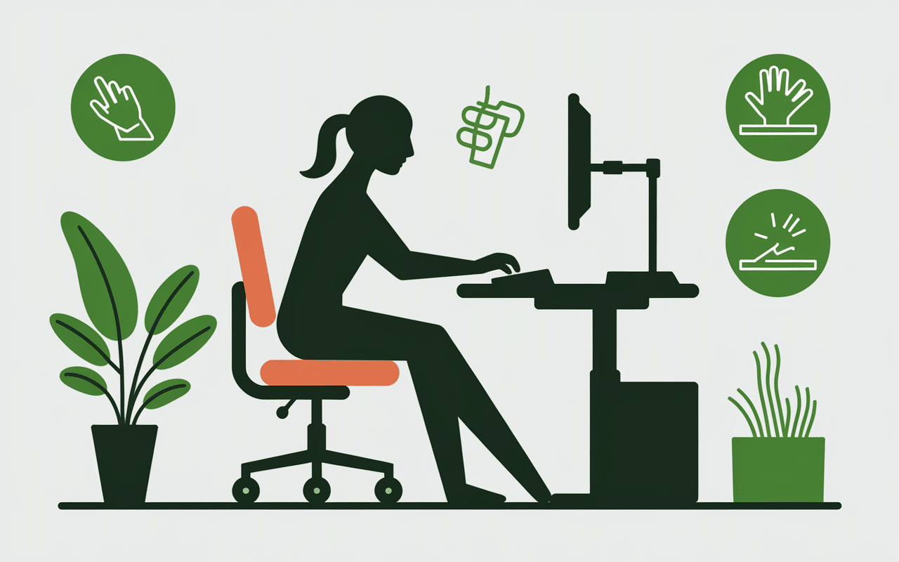 poste travail ergonomique avec etirements pour tendinite poignet