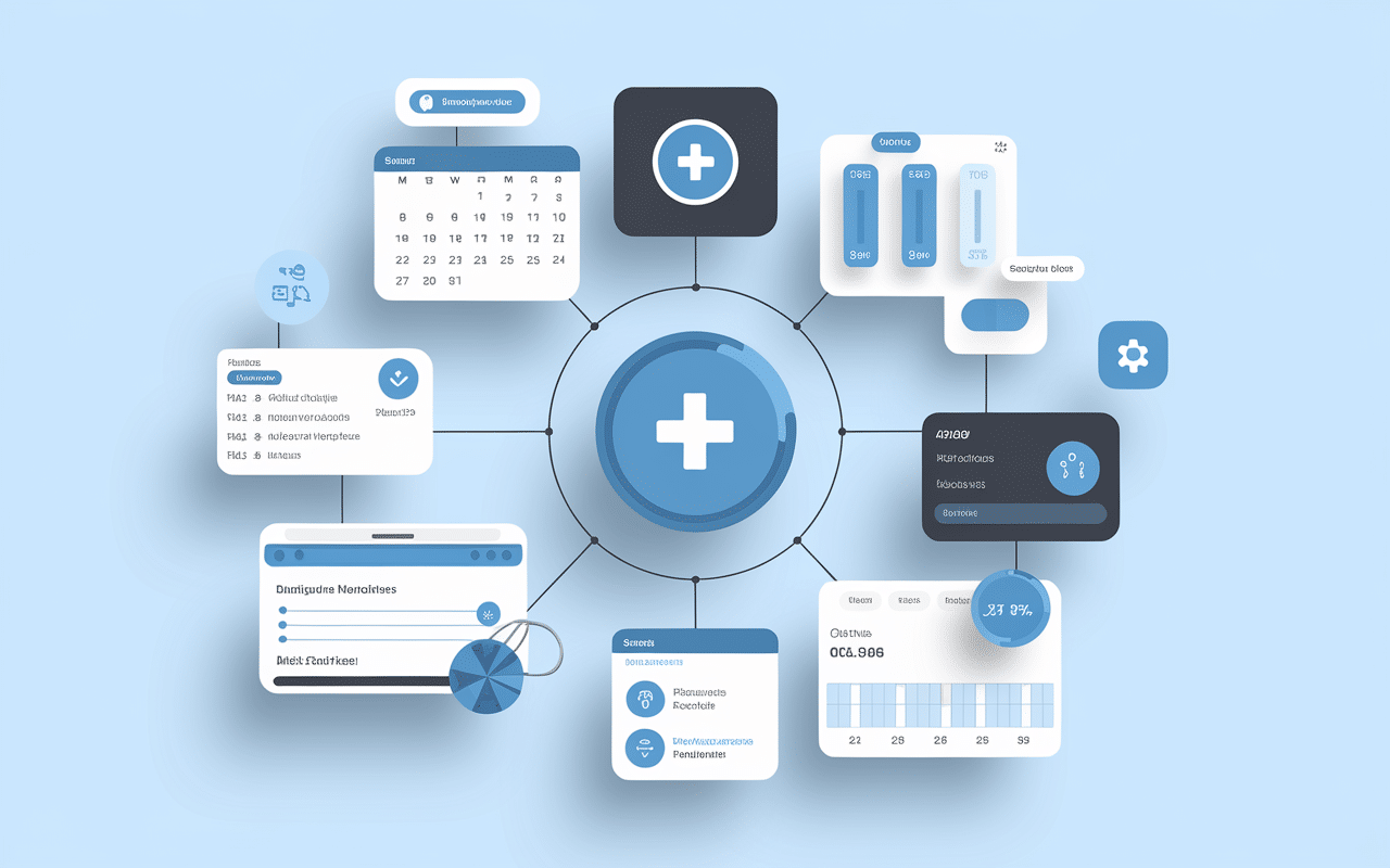 Interface services médicaux futuristes Pharamond Santé 2025