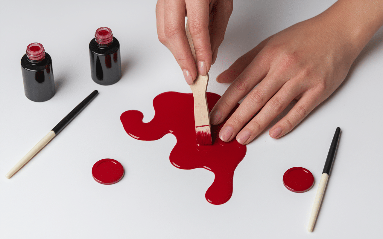 Application acetone ongle rouge