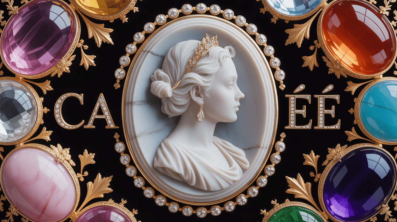 Camée profil féminin broche or