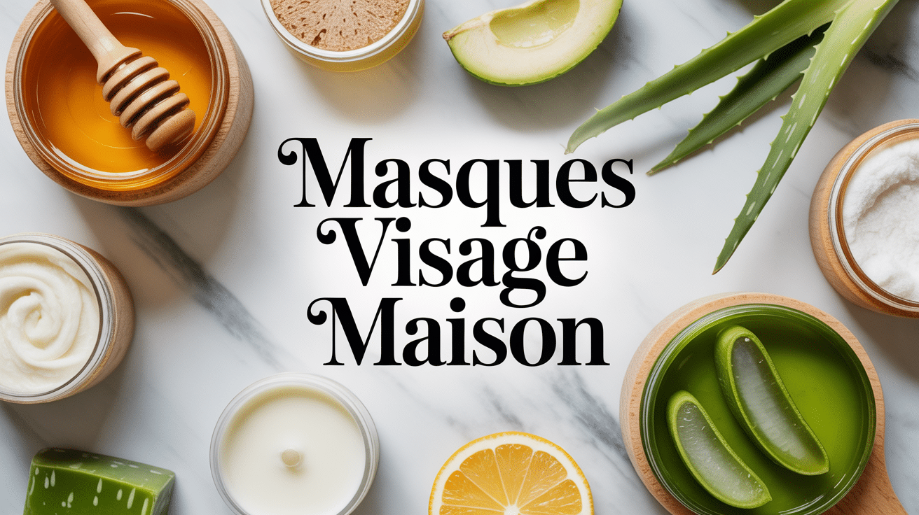 Composition naturelle pour masque avec argile, miel, avocat, etc.