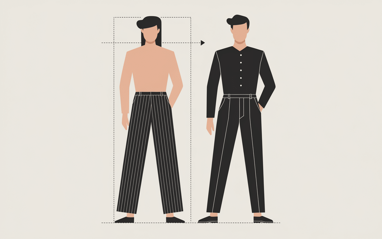 silhouette technique pantalon patte d'eph