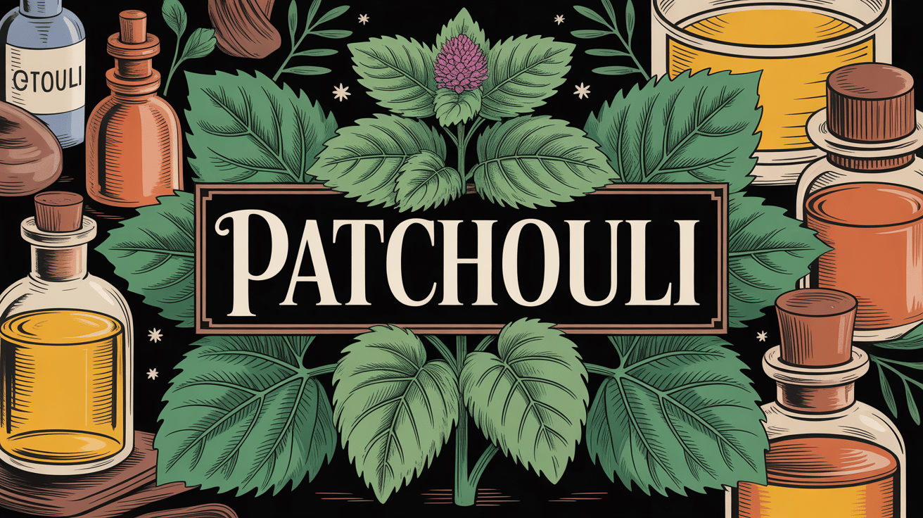 Patchili plante avec huiles essentielles dorées