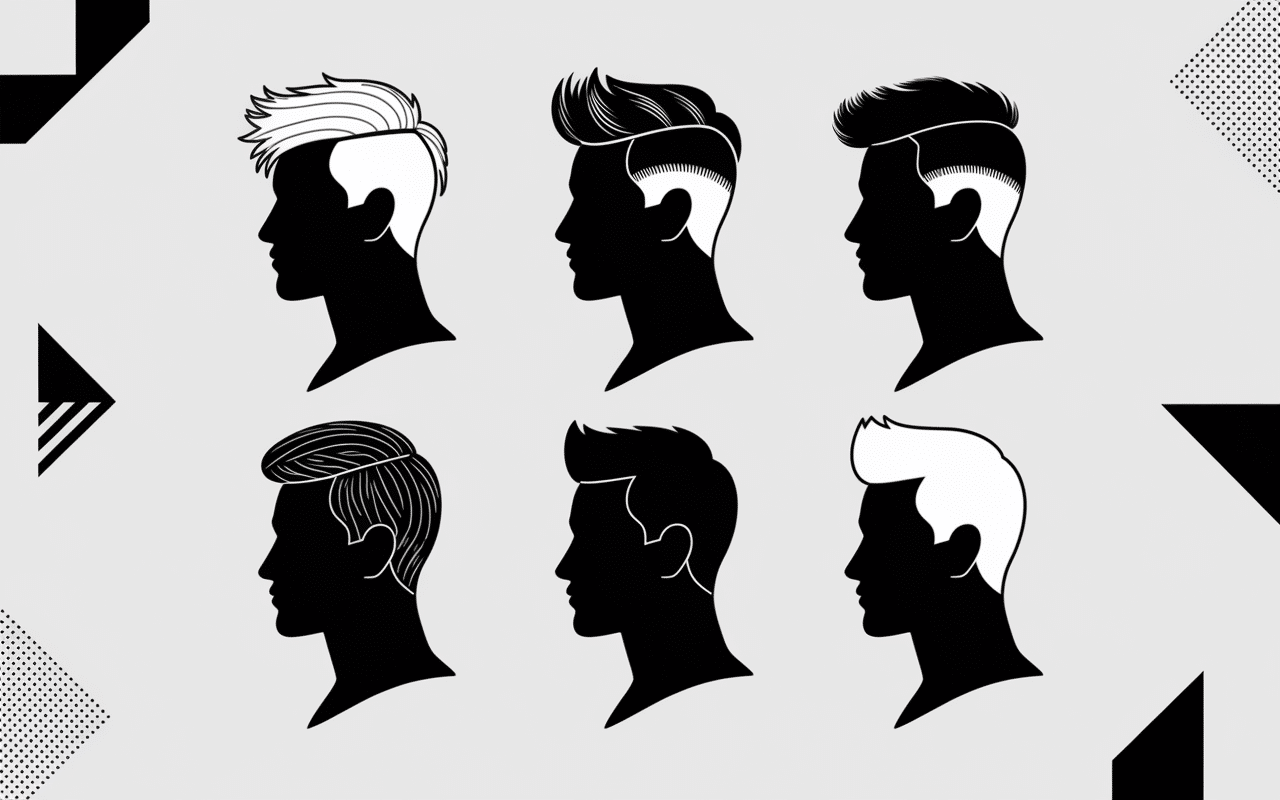 Silhouettes avec coupes mi-longues différentes