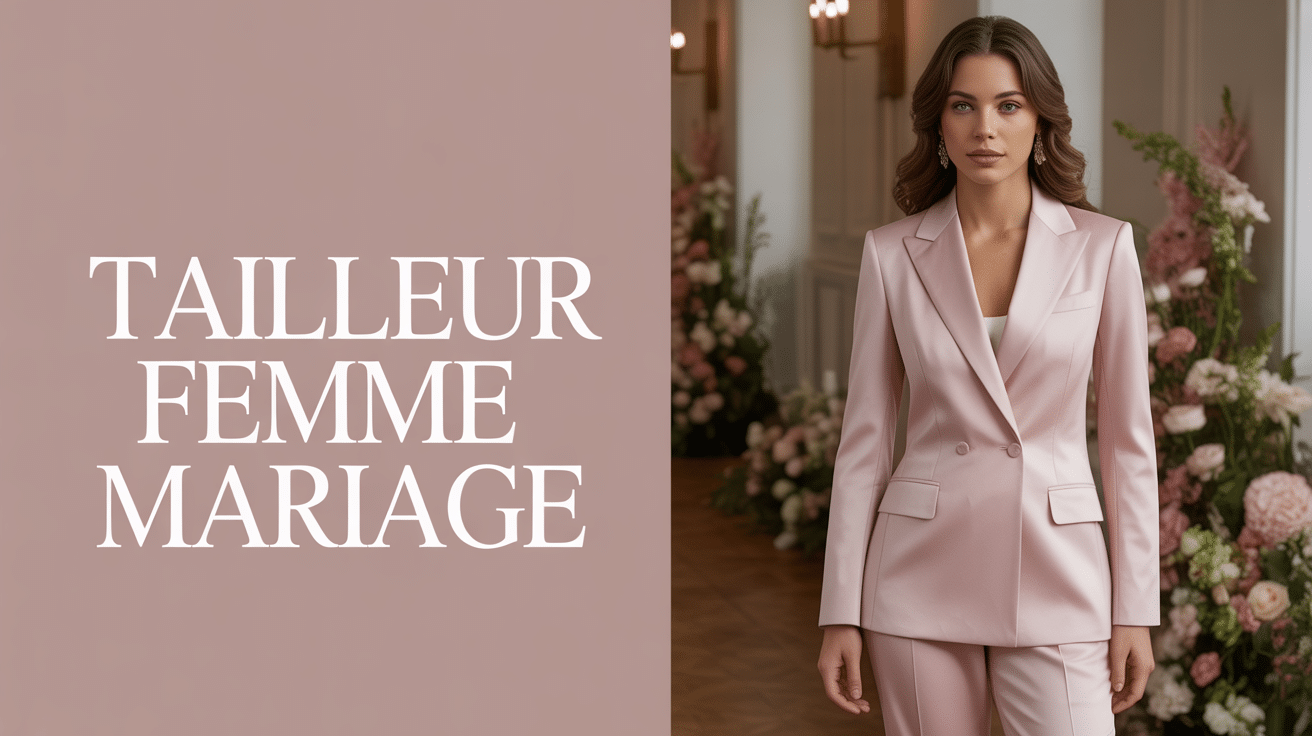 Femme en tailleur rose poudré mariage