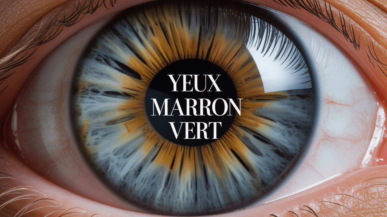 Gros plan œil marron vert reflets dorés