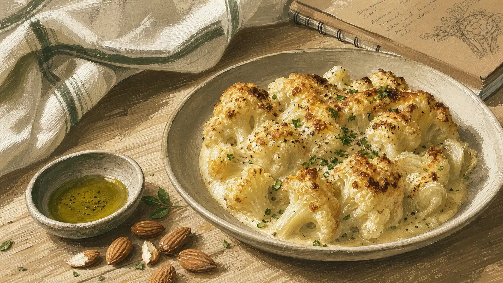 Aliments pauvre en glucide : gratin de chou-fleur Mac & Cheese