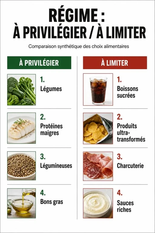 Quoi manger en regime : aliments à privilégier et aliments à limiter