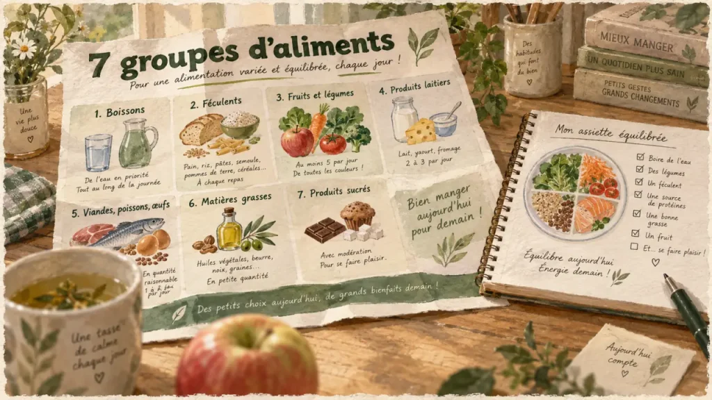 Les 7 groupes d’aliments : le tableau pour composer des repas équilibrés